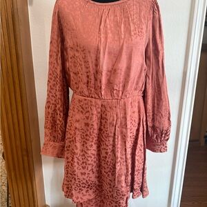 GB Girls Gianni Bini Rose Rust Leopard Long Sleeve Dress